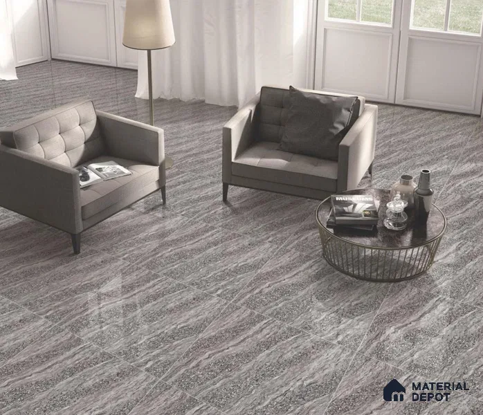 TL 03025 Foggy Grey 2 ft x 2 ft Glossy Finish Vitrified Floor Tile - 9.5 mm