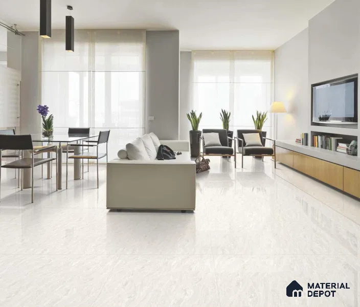 TL 03027 Ice White 2 ft x 2 ft Glossy Finish Vitrified Floor Tile - 9.5 mm