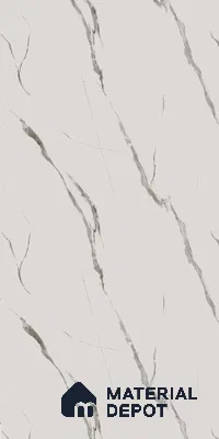 White Marble Look 692 STN White Carrara 8 ft x 4 ft Stonem Finish Decorative Laminate - 1 mm | Suitable for TV Unit, Wardrobe, Kitchen Cabinets