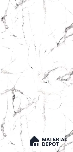 White Marble Look LM 17421 10 ft x 4 ft High Gloss Finish Decorative Laminate - 1 mm | Suitable for TV Unit, Wardrobe, Kitchen Cabinets