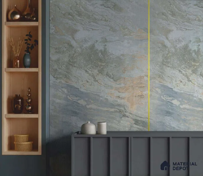 Grey Fluted look LM 26258 8 ft x 4 ft Super Matte Finish Decorative Laminate - 1 mm | Suitable for Bedroom, TV Unit, Wardrobe, Kitchen Cabinet