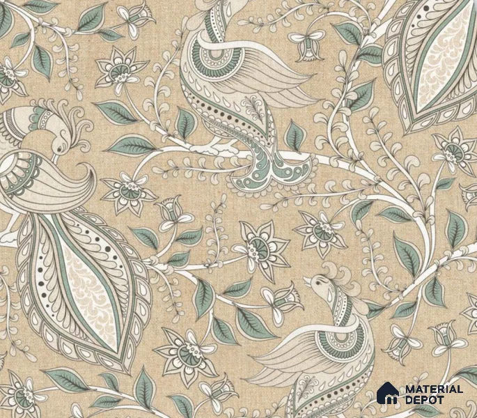 Beige Digital look LM 23945 Morchitra Kalamkari Art 8 ft x 4 ft Texture Finish Decorative Laminate - 1 mm | Suitable for Living room,TV Unit, Highlighter Wall, Wardrobe, Feature Wall