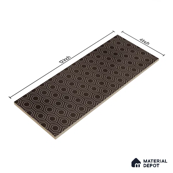 Subway Wall Tile TL 06427 AA Eterna Cocoa Classic Sepia 12 x 4 inch Ceramic Glossy Finish - 8 mm | 24 Random Design | Suitable for Accent / Feature Walls, Bathroom, Kitchen Wall & Backsplashes (Sample)