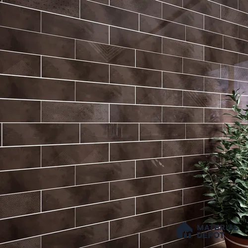 Subway Wall Tile TL 06427 AA Eterna Cocoa Classic Sepia 12 x 4 inch Ceramic Glossy Finish - 8 mm | 24 Random Design | Suitable for Accent / Feature Walls, Bathroom, Kitchen Wall & Backsplashes