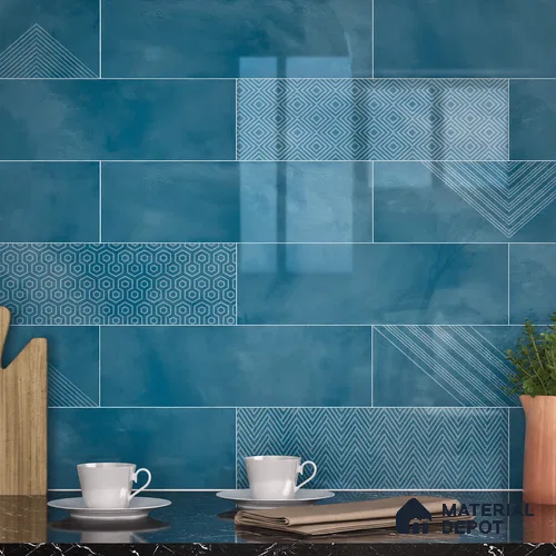 Subway Wall Tile TL 06427 AB Eterna Seafoam Teal 12 x 4 inch Ceramic Glossy Finish - 8 mm | 24 Random Design | Suitable for Accent / Feature Walls, Bathroom, Kitchen Wall & Backsplashes