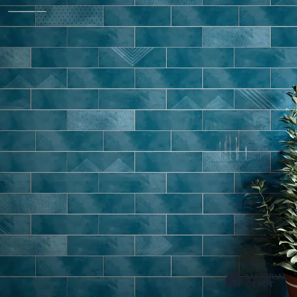 Subway Wall Tile TL 06427 AB Eterna Seafoam Teal 12 x 4 inch Ceramic Glossy Finish - 8 mm | 24 Random Design | Suitable for Accent / Feature Walls, Bathroom, Kitchen Wall & Backsplashes (Sample)