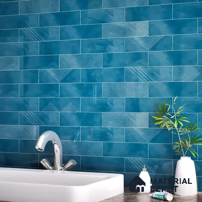 Subway Wall Tile TL 06427 AB Eterna Seafoam Teal 12 x 4 inch Ceramic Glossy Finish - 8 mm | 24 Random Design | Suitable for Accent / Feature Walls, Bathroom, Kitchen Wall & Backsplashes (Sample)