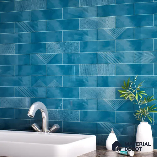 Subway Wall Tile TL 06427 AB Eterna Seafoam Teal 12 x 4 inch Ceramic Glossy Finish - 8 mm | 24 Random Design | Suitable for Accent / Feature Walls, Bathroom, Kitchen Wall & Backsplashes