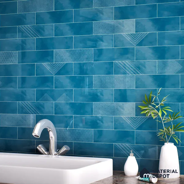 Subway Wall Tile TL 06427 AB Eterna Seafoam Teal 12 x 4 inch Ceramic Glossy Finish - 8 mm | 24 Random Design | Suitable for Accent / Feature Walls, Bathroom, Kitchen Wall & Backsplashes (Sample)
