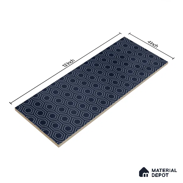 Subway Wall Tile TL 06427 AC Eterna Azure Cyan 12 x 4 inch Ceramic Glossy Finish - 8 mm | 24 Random Design | Suitable for Accent / Feature Walls, Bathroom, Kitchen Wall & Backsplashes