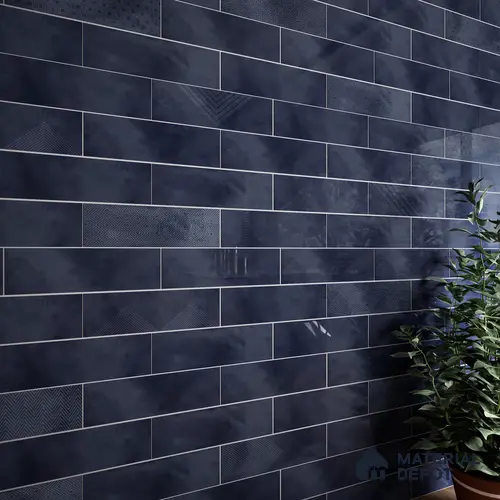 Subway Wall Tile TL 06427 AC Eterna Azure Cyan 12 x 4 inch Ceramic Glossy Finish - 8 mm | 24 Random Design | Suitable for Accent / Feature Walls, Bathroom, Kitchen Wall & Backsplashes