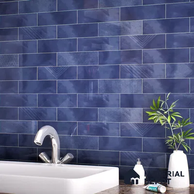 Subway Wall Tile TL 06427 AC Eterna Azure Cyan 12 x 4 inch Ceramic Glossy Finish - 8 mm | 24 Random Design | Suitable for Accent / Feature Walls, Bathroom, Kitchen Wall & Backsplashes