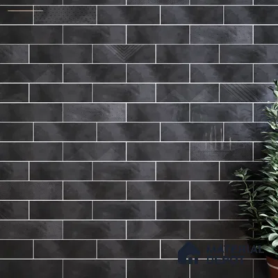 Subway Wall Tile TL 06427 AD Eterna Ash Nero 12 x 4 inch Ceramic Glossy Finish - 8 mm | 24 Random Design | Suitable for Accent / Feature Walls, Bathroom, Kitchen Wall & Backsplashes