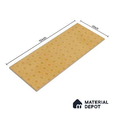 Subway Wall Tile TL 06427 AH Eterna Sunburst Blonde 12 x 4 inch Ceramic Glossy Finish - 8 mm | 24 Random Design | Suitable for Accent / Feature Walls, Bathroom, Kitchen Wall & Backsplashes