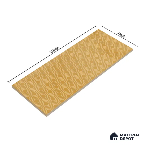 Subway Wall Tile TL 06427 AH Eterna Sunburst Blonde 12 x 4 inch Ceramic Glossy Finish - 8 mm | 24 Random Design | Suitable for Accent / Feature Walls, Bathroom, Kitchen Wall & Backsplashes