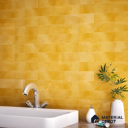 Subway Wall Tile TL 06427 AH Eterna Sunburst Blonde 12 x 4 inch Ceramic Glossy Finish - 8 mm | 24 Random Design | Suitable for Accent / Feature Walls, Bathroom, Kitchen Wall & Backsplashes