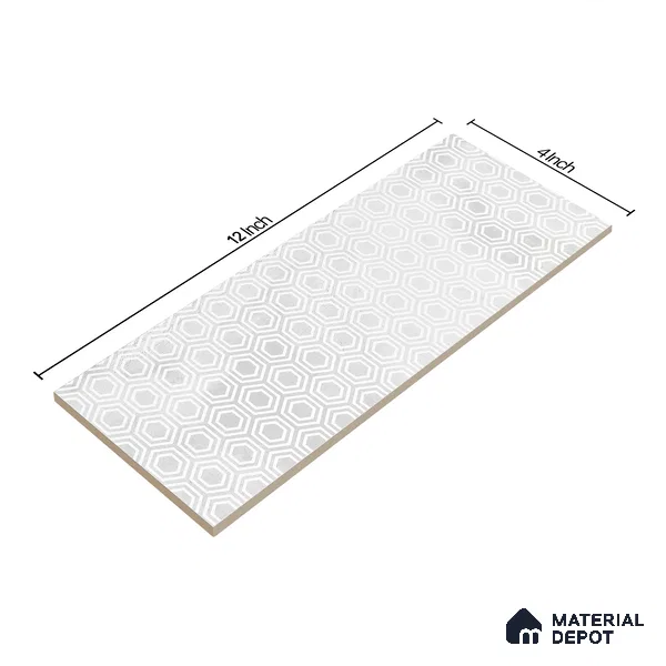 Subway Wall Tile TL 06427 AJ Eterna Frost Glacier 12 x 4 inch Ceramic Glossy Finish - 8 mm | 24 Random Design | Suitable for Accent / Feature Walls, Bathroom, Kitchen Wall & Backsplashes (Sample)