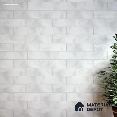 Subway Wall Tile TL 06427 AJ Eterna Frost Glacier 12 x 4 inch Ceramic Glossy Finish - 8 mm | 24 Random Design | Suitable for Accent / Feature Walls, Bathroom, Kitchen Wall & Backsplashes (Sample)