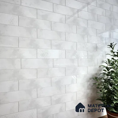 Subway Wall Tile TL 06427 AJ Eterna Frost Glacier 12 x 4 inch Ceramic Glossy Finish - 8 mm | 24 Random Design | Suitable for Accent / Feature Walls, Bathroom, Kitchen Wall & Backsplashes (Sample)