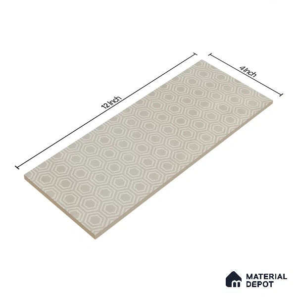 Subway Wall Tile TL 06427 B Eterna Almond Beige 12 x 4 inch Ceramic Glossy Finish - 8 mm | 24 Random Design | Suitable for Accent / Feature Walls, Bathroom, Kitchen Wall & Backsplashes (Sample)