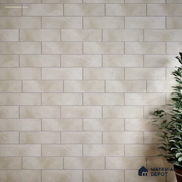 Subway Wall Tile TL 06427 B Eterna Almond Beige 12 x 4 inch Ceramic Glossy Finish - 8 mm | 24 Random Design | Suitable for Accent / Feature Walls, Bathroom, Kitchen Wall & Backsplashes (Sample)