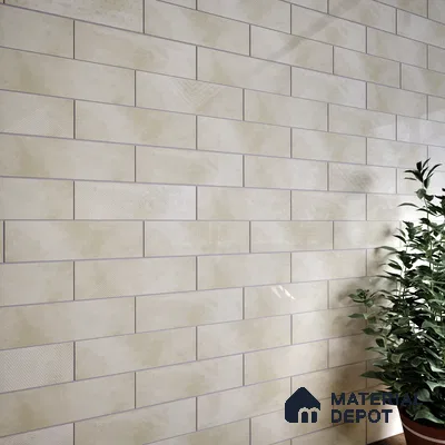 Subway Wall Tile TL 06427 B Eterna Almond Beige 12 x 4 inch Ceramic Glossy Finish - 8 mm | 24 Random Design | Suitable for Accent / Feature Walls, Bathroom, Kitchen Wall & Backsplashes (Sample)
