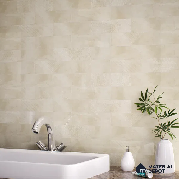 Subway Wall Tile TL 06427 Eterna Almond 12 x 4 inch Ceramic Glossy Finish - 8 mm  | Suitable for Accent / Feature Walls, Bathroom, Kitchen Wall & Backsplashes (Sample)