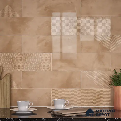 Subway Wall Tile TL 06427 C Eterna Mocha 12 x 4 inch Ceramic Glossy Finish - 8 mm | Suitable for Accent / Feature Walls, Bathroom, Kitchen Wall & Backsplashes