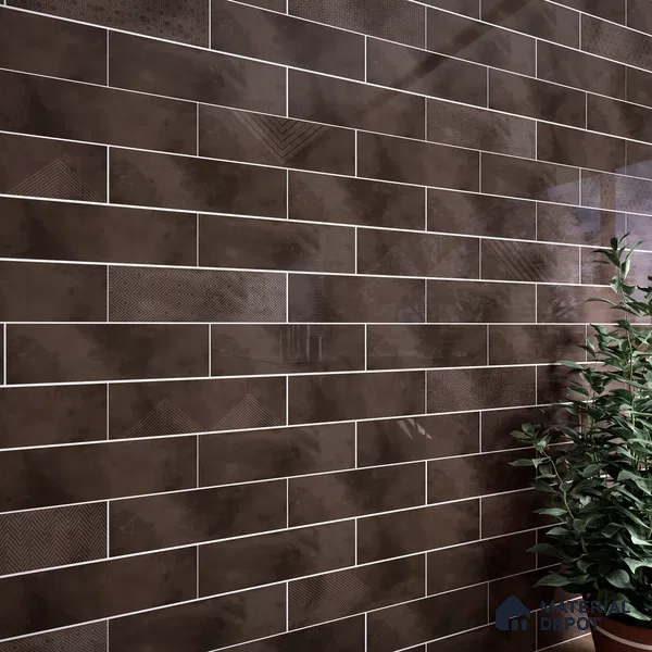 Subway Wall Tile TL 06427 E Eterna Cocoa Bliss 12 x 4 inch Ceramic Glossy Finish - 8 mm  | Suitable for Accent / Feature Walls, Bathroom, Kitchen Wall & Backsplashes (Sample)