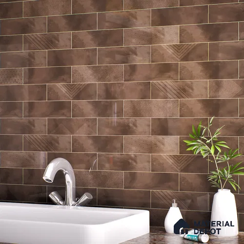 Subway Wall Tile TL 06427 E Eterna Cocoa Bliss 12 x 4 inch Ceramic Glossy Finish - 8 mm  | Suitable for Accent / Feature Walls, Bathroom, Kitchen Wall & Backsplashes