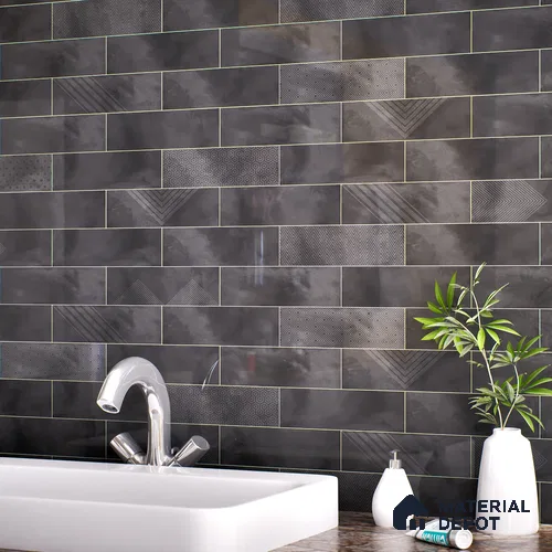 Subway Wall Tile TL 06427 K Eterna Ash 12 x 4 inch Ceramic Glossy Finish - 8 mm  | Suitable for Accent / Feature Walls, Bathroom, Kitchen Wall & Backsplashes