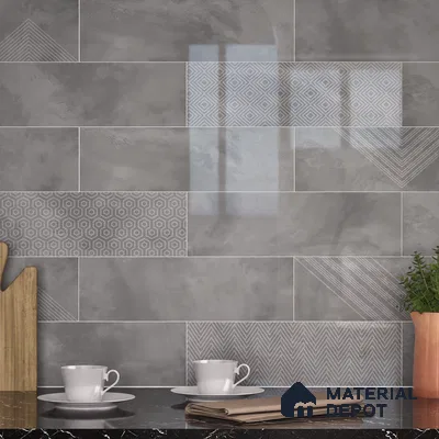 Subway Wall Tile TL 06427 M Eterna Silver Mist 12 x 4 inch Ceramic Glossy Finish - 8 mm  | Suitable for Accent / Feature Walls, Bathroom, Kitchen Wall & Backsplashes
