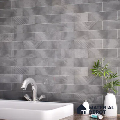 Subway Wall Tile TL 06427 M Eterna Silver Mist 12 x 4 inch Ceramic Glossy Finish - 8 mm  | Suitable for Accent / Feature Walls, Bathroom, Kitchen Wall & Backsplashes