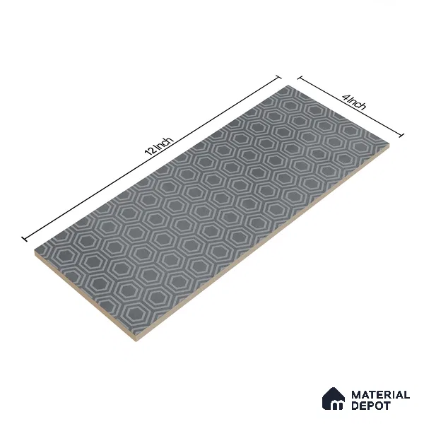 Subway Wall Tile TL 06427 N Eterna Silver Mist Blend 12 x 4 inch Ceramic Glossy Finish - 8 mm | 24 Random Design | Suitable for Accent / Feature Walls, Bathroom, Kitchen Wall & Backsplashes (Sample)