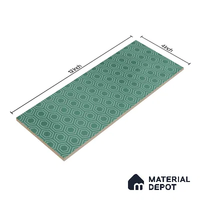 Subway Wall Tile TL 06427 P Eterna Emerald Green 12 x 4 inch Ceramic Glossy Finish - 8 mm | 24 Random Design | Suitable for Accent / Feature Walls, Bathroom, Kitchen Wall & Backsplashes