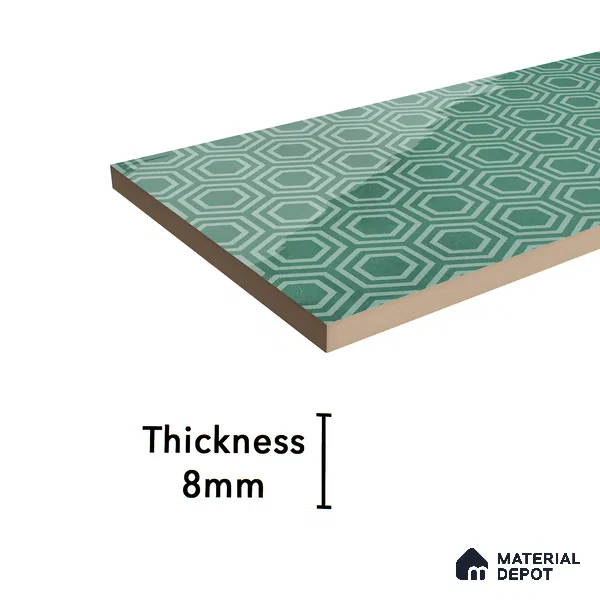 Subway Wall Tile TL 06427 P Eterna Emerald Green 12 x 4 inch Ceramic Glossy Finish - 8 mm | 24 Random Design | Suitable for Accent / Feature Walls, Bathroom, Kitchen Wall & Backsplashes