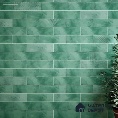 Subway Wall Tile TL 06427 P Eterna Emerald Green 12 x 4 inch Ceramic Glossy Finish - 8 mm | 24 Random Design | Suitable for Accent / Feature Walls, Bathroom, Kitchen Wall & Backsplashes