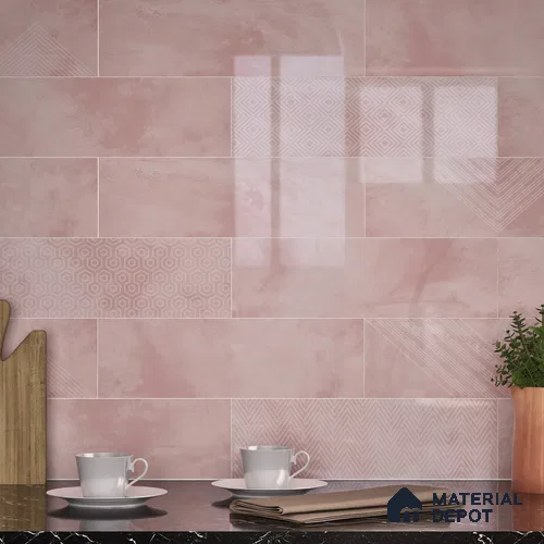 Subway Wall Tile TL 06427 Q Eterna Blossom 12 x 4 inch Ceramic Glossy Finish - 8 mm  | Suitable for Accent / Feature Walls, Bathroom, Kitchen Wall & Backsplashes