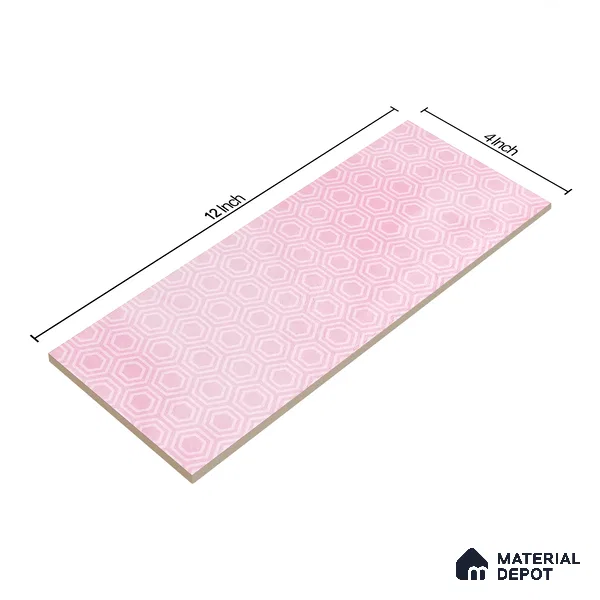 Subway Wall Tile TL 06427 R Eterna Blossom Pink 12 x 4 inch Ceramic Glossy Finish - 8 mm | 24 Random Design | Suitable for Accent / Feature Walls, Bathroom, Kitchen Wall & Backsplashes (Sample)