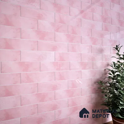 Subway Wall Tile TL 06427 R Eterna Blossom Pink 12 x 4 inch Ceramic Glossy Finish - 8 mm | 24 Random Design | Suitable for Accent / Feature Walls, Bathroom, Kitchen Wall & Backsplashes (Sample)