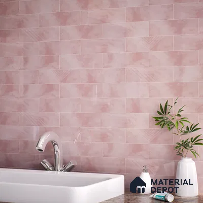 Subway Wall Tile TL 06427 R Eterna Blossom Pink 12 x 4 inch Ceramic Glossy Finish - 8 mm | 24 Random Design | Suitable for Accent / Feature Walls, Bathroom, Kitchen Wall & Backsplashes (Sample)