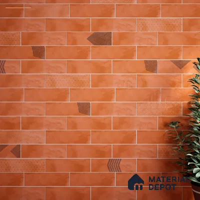 Subway Wall Tile TL 06427 U Eterna Tangerine 12 x 4 inch Ceramic Glossy Finish - 8 mm  | Suitable for Accent / Feature Walls, Bathroom, Kitchen Wall & Backsplashes (Sample)