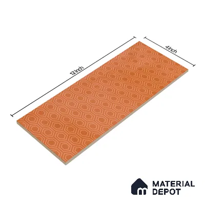 Subway Wall Tile TL 06427 V Eterna Tangerine Orange 12 x 4 inch Ceramic Glossy Finish - 8 mm | 24 Random Design | Suitable for Accent / Feature Walls, Bathroom, Kitchen Wall & Backsplashes (Sample)
