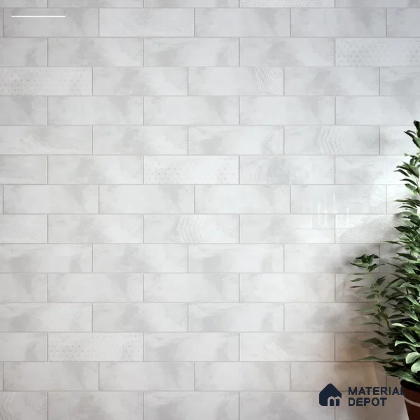 Subway Wall Tile TL 06427 W Eterna Frost 12 x 4 inch Ceramic Glossy Finish - 8 mm  | Suitable for Accent / Feature Walls, Bathroom, Kitchen Wall & Backsplashes (Sample)