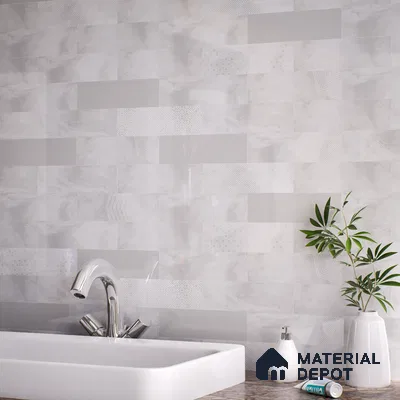 Subway Wall Tile TL 06427 W Eterna Frost 12 x 4 inch Ceramic Glossy Finish - 8 mm  | Suitable for Accent / Feature Walls, Bathroom, Kitchen Wall & Backsplashes (Sample)