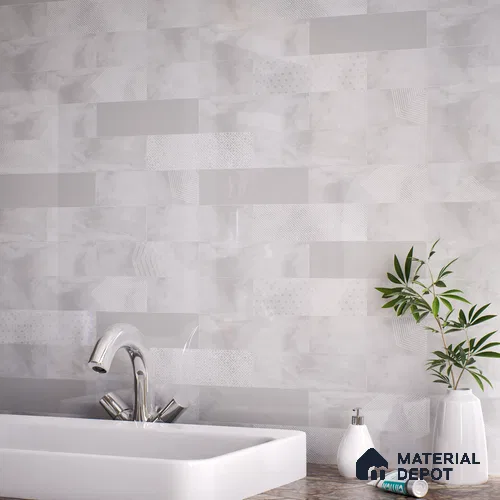 Subway Wall Tile TL 06427 W Eterna Frost 12 x 4 inch Ceramic Glossy Finish - 8 mm  | Suitable for Accent / Feature Walls, Bathroom, Kitchen Wall & Backsplashes