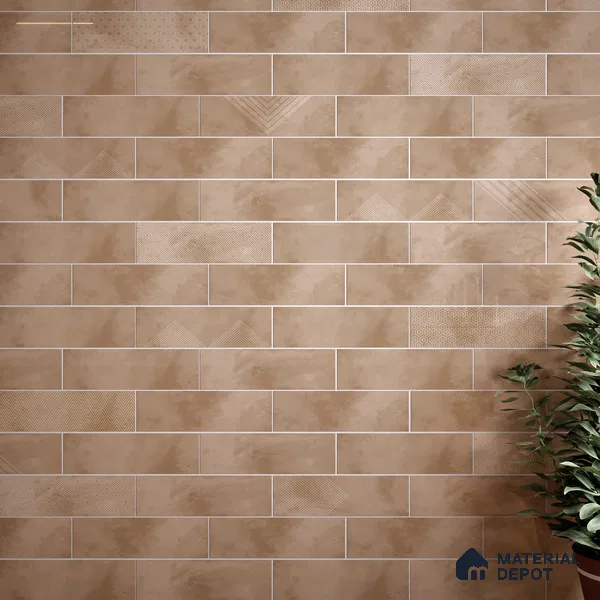 Subway Wall Tile TL 06427 Z Eterna Mocha Brown Umber 12 x 4 inch Ceramic Glossy Finish - 8 mm | 24 Random Design | Suitable for Accent / Feature Walls, Bathroom, Kitchen Wall & Backsplashes (Sample)