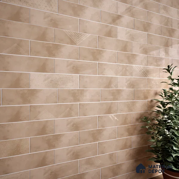 Subway Wall Tile TL 06427 Z Eterna Mocha Brown Umber 12 x 4 inch Ceramic Glossy Finish - 8 mm | 24 Random Design | Suitable for Accent / Feature Walls, Bathroom, Kitchen Wall & Backsplashes (Sample)