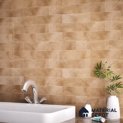Subway Wall Tile TL 06427 Z Eterna Mocha Brown Umber 12 x 4 inch Ceramic Glossy Finish - 8 mm | 24 Random Design | Suitable for Accent / Feature Walls, Bathroom, Kitchen Wall & Backsplashes (Sample)