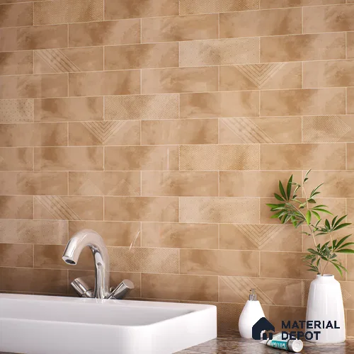 Subway Wall Tile TL 06427 Z Eterna Mocha Brown Umber 12 x 4 inch Ceramic Glossy Finish - 8 mm | 24 Random Design | Suitable for Accent / Feature Walls, Bathroom, Kitchen Wall & Backsplashes
